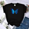 Blau Schmetterling Street Fashion T Shirt Frauen Mode Lose Marke T-shirt Sommer Streetwear Tops Casual Oversize Frauen Kleidung