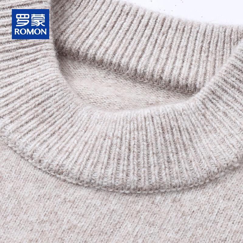 ROMON Men's Thick 100% Wool Jacquard Knit Sweater