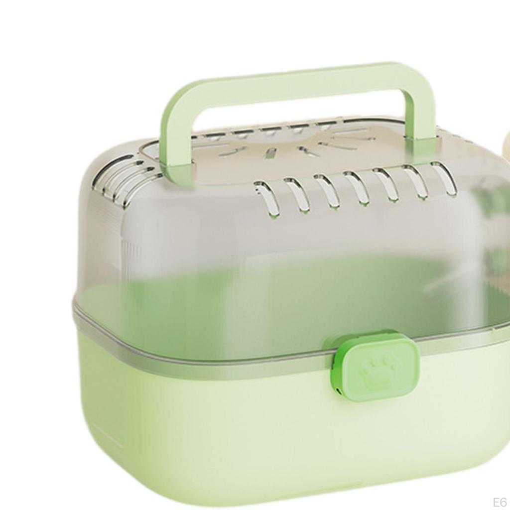 Hamster Cage Carry Case Transparent Cover Habitat with Water Bottle for Gerbils Mice Bunny