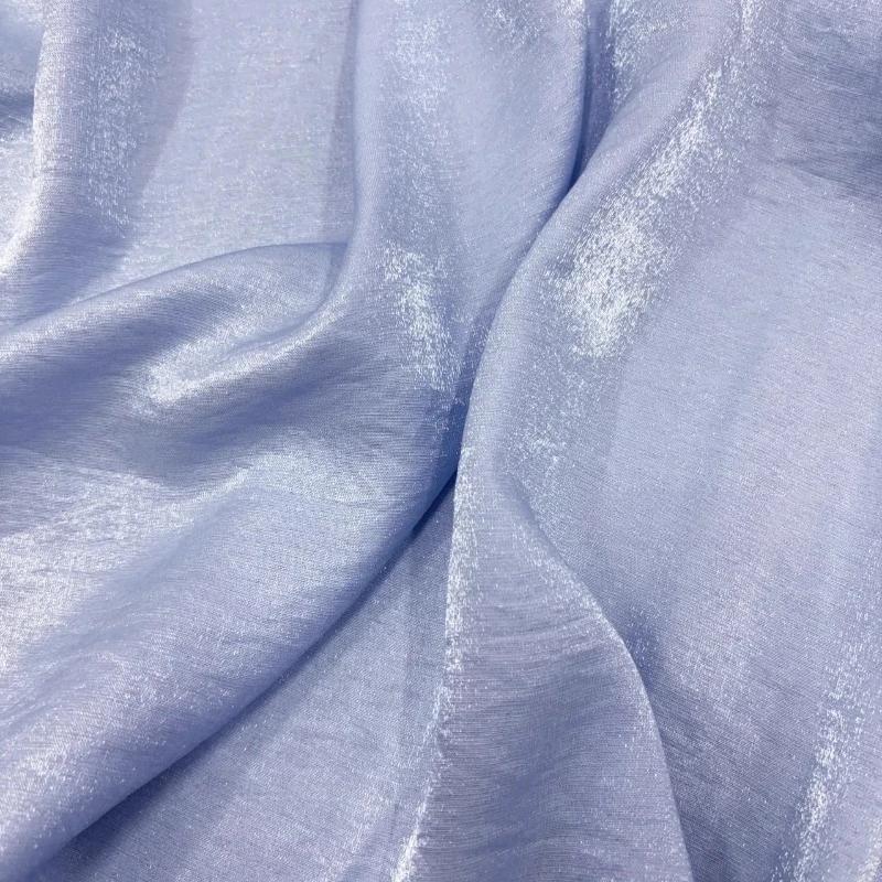 100x145cm Light Blue Glass Silk Linen Tencel Cotton Fabric Drape Pearlescent Luster Fabric DIY Shirts Hair Ties Hanfu Dresses