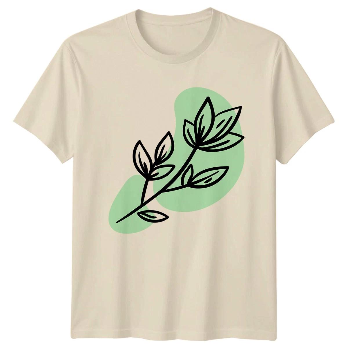 Minimalist Botanical Plant Leaf Stem T-Shirt Botanical Nature Birthday Gift XS