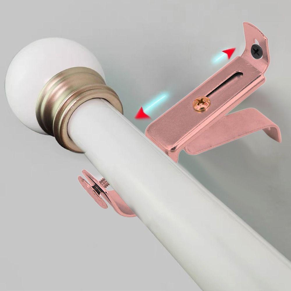 Metal Curtains Rod Support Holders Durable Crossbar Fixing Clip Clamp Curtain Rods Bracket Home