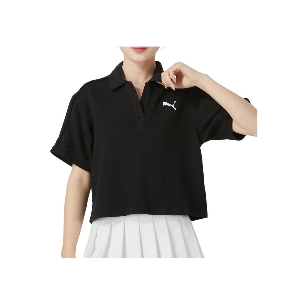 PUMA Breathable Round Neck Short Sleeve Casual T-Shirt With Dropped Shoulders Women Tops Black 682156-01