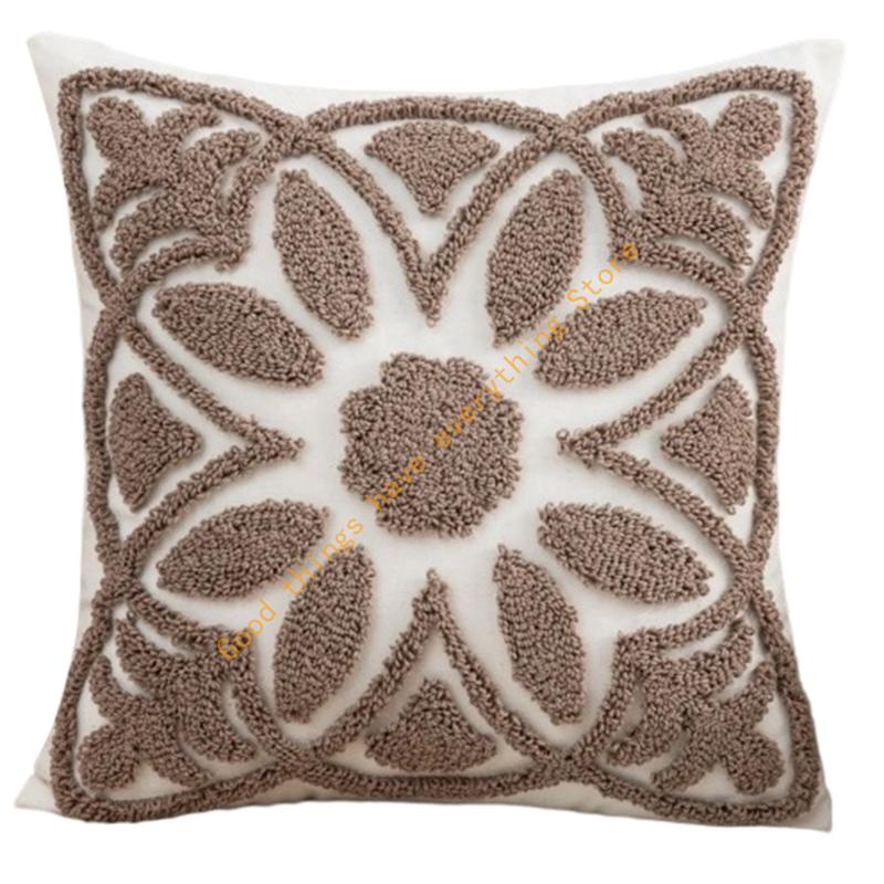 Modern Decorative Pillow Case Geometric Tufted Multicolored Cotton Linen Square Cushion Cover for Sofa Bed Indoor Use 55KF