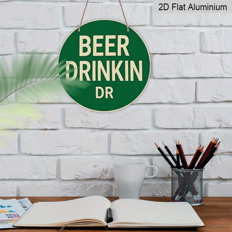 2D Flat 1pc, 8x8 in, Beer Drinking Logo Aluminum Metal Decorative Signs & Plaques Printed Sign, Unique, Durable, Easy To Hang Metal Decoration