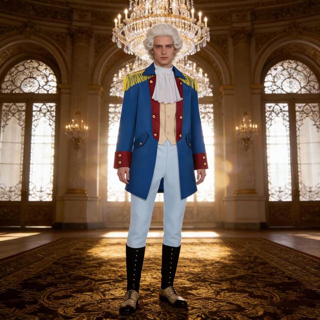 Costume Cosplay Uomo George Washington - Uniforme Militare Retrò Musicale Hamilton