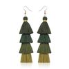 Bohemian Fringe Long Gradient Multilayer Drop Earrings Women Silk Fabric Ethnic Tassel Earring