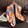 90Cm Luxury Fancy Square Scarf For Ladies Flower Print Silk Scarf Women Bandana Large Hijab Female Shawl Scarves Warps