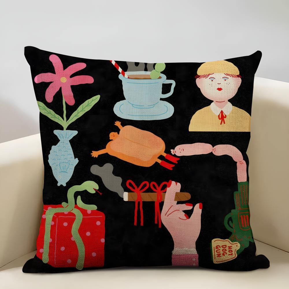 Illustrationen von Liebe und Beziehungen im Alltag Kissenbezug Haushaltsdekoration Leinen Sofa Kissenbezug: Hautfreundlich