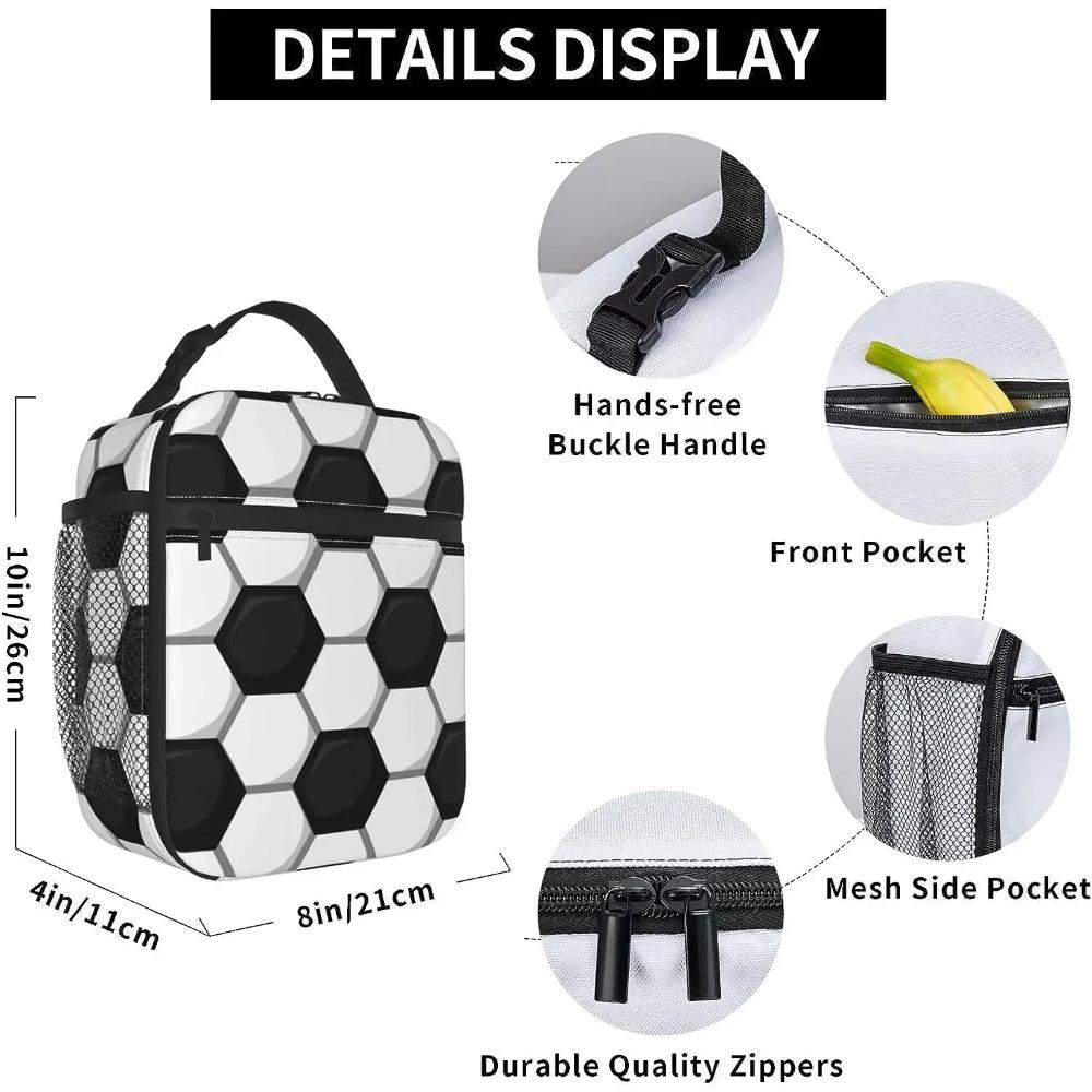 Sports Soccer Football Lunch Bag for Men Women Tote Insulated Cooler Bags Reusable Lunch Box for College Work Office Picnic