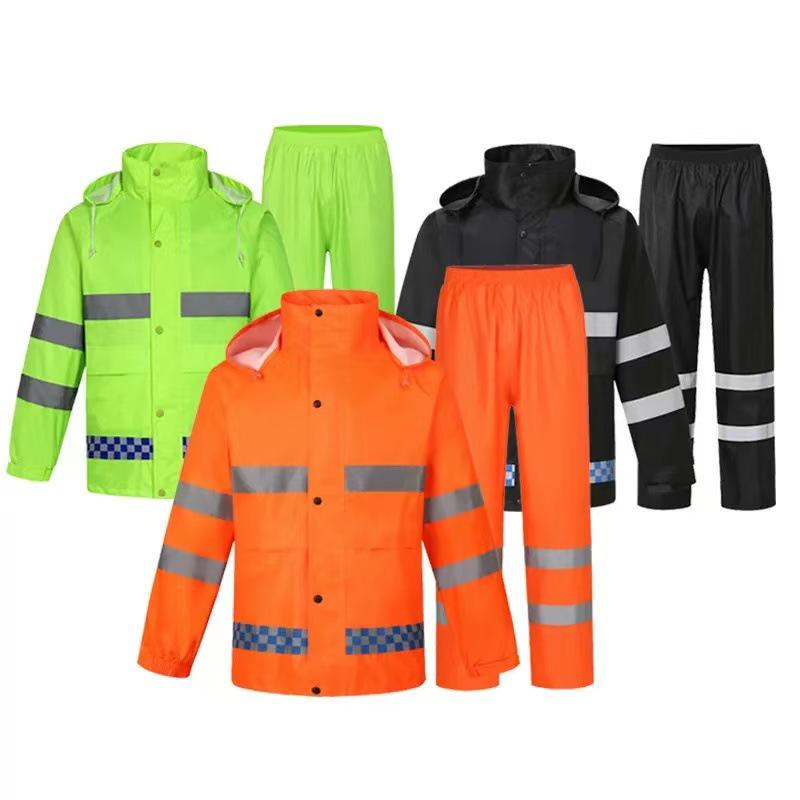 Duty Reflective Raincoat & Pants Set for Traffic and Sanitation Patrol