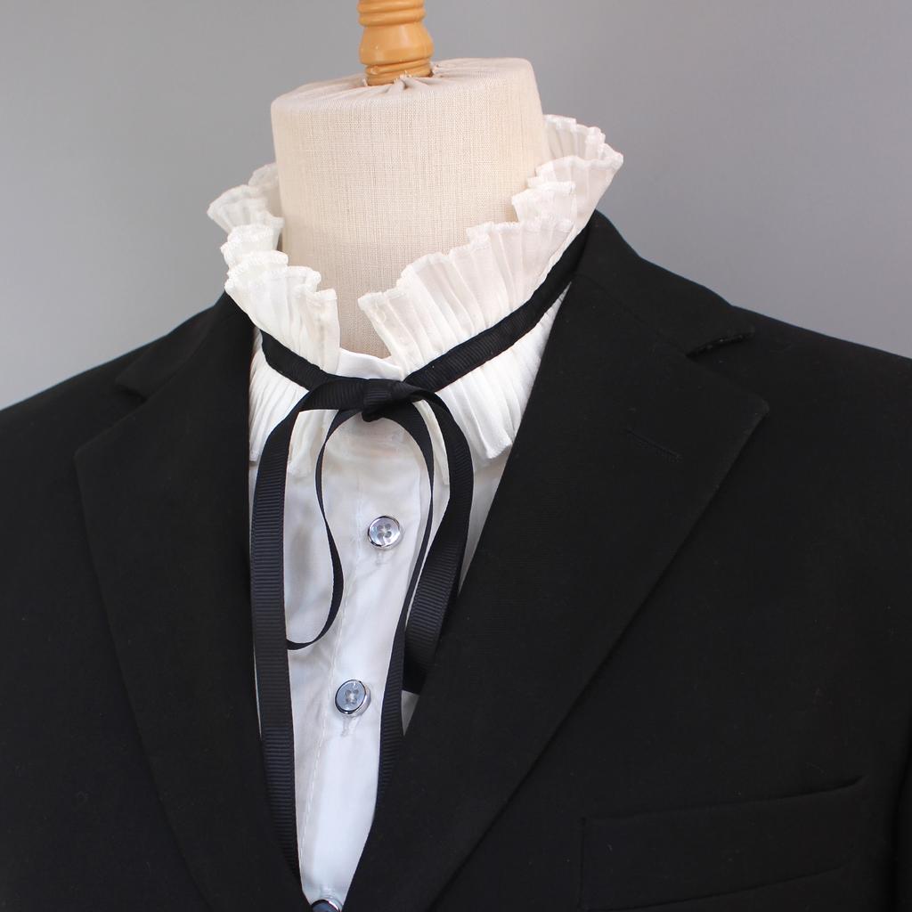 1 Renaissance Damen Akkordeonspitze plissiert Stehkragen Fliege Hemd falscher Kragen Accessoire für Frühling, Sommer, Herbst, an