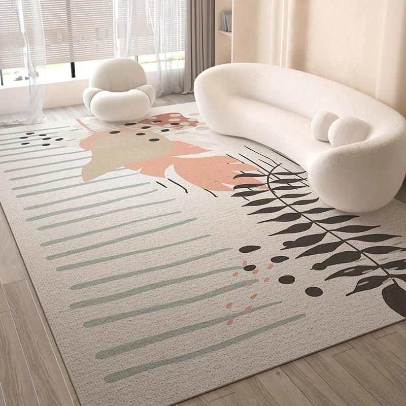 Cream Style Line Living Room Floor Mat, Large-Sized Sofa, Coffee Table Blanket, Bedroom Carpet, Home Decoration
