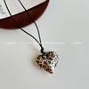 Leopard Print Heart Pendant Retro Spicy Girl Pull-out Necklace - Y2K Fashion Sweater Chain for Women