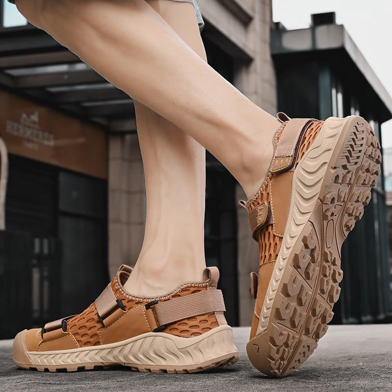 Summer Shoes New Sandals Handmade Mesh Leather Breathable Sandals 38-46