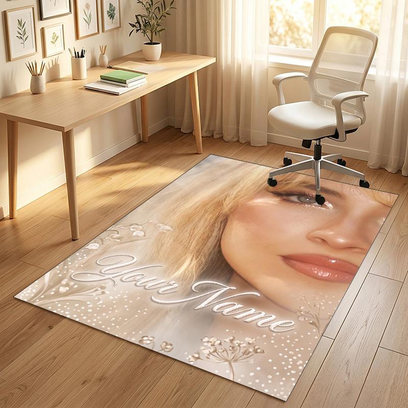 Personalized Crystal Velvet Carpet,Sabrina Carpenter Custom Printed Name, Plush Area Rug For Home Indoor Decor