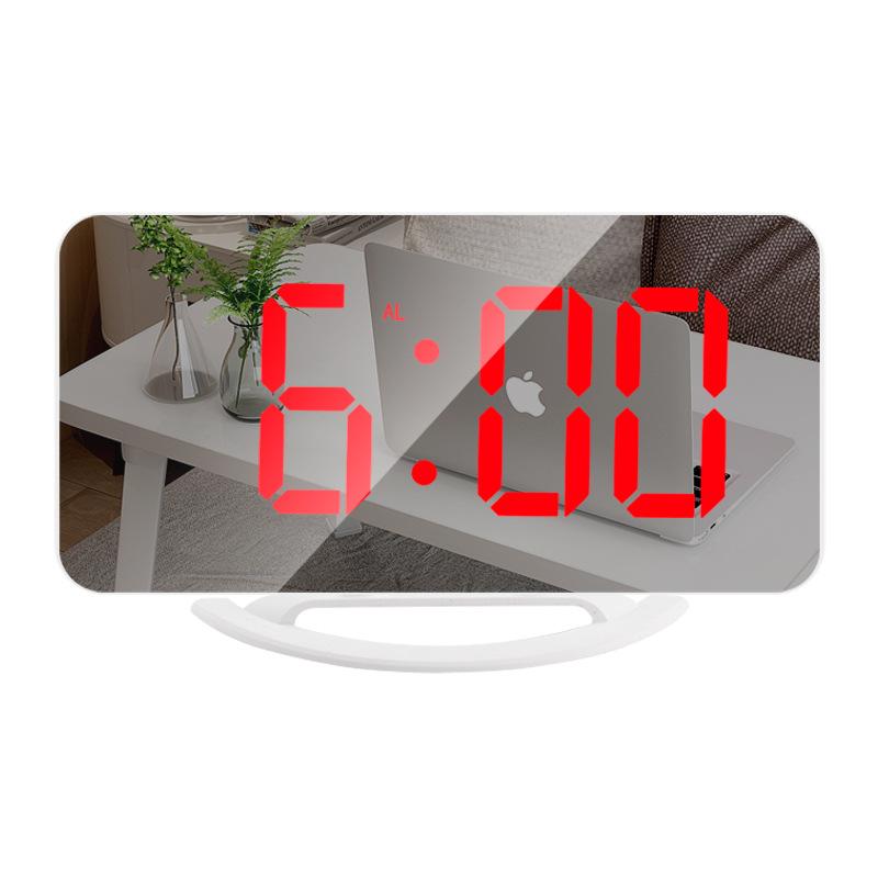 Neuer LED Digitaler Spiegel Wecker Kreativer Großbildschirm Bunte Elektronische Uhr Dual USB Schreibtischuhr