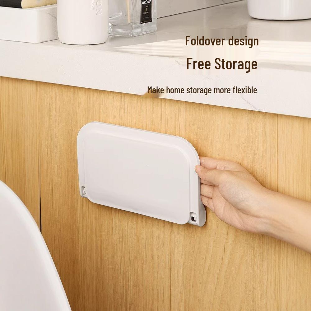 Punch-Free Foldable Wall Shelf: Bathroom, Bedside, or Dorm Storage for Mobile Phones & Set-Top Boxes
