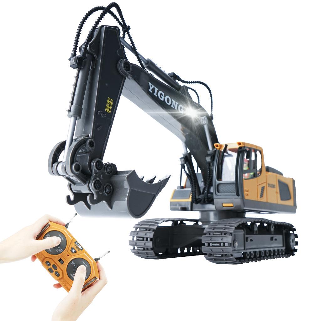 Remote Control Excavator Alloy 2.4G 11Ch Dump Trucks Bulldozer Alloy Plastic Engineering Vehicle Electronic Toys For Boy Gifts
