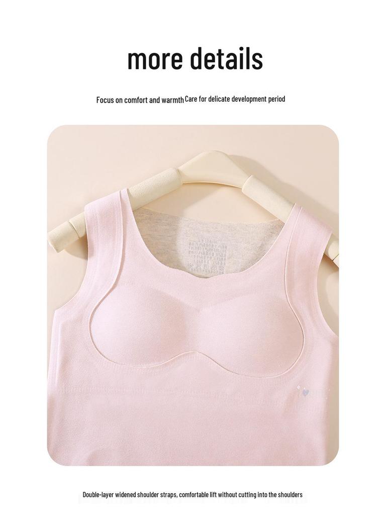 Girls' Seamless Autumn/Winter Mulberry Silk Bra Vest with Chest Pad