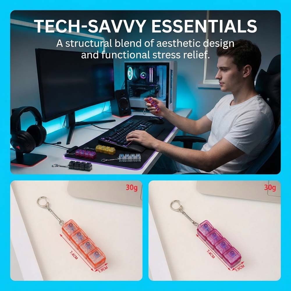 Funny Crystal Keycap Pendant Luminous Mechanical Keyboard Keychain  Holiday Gift