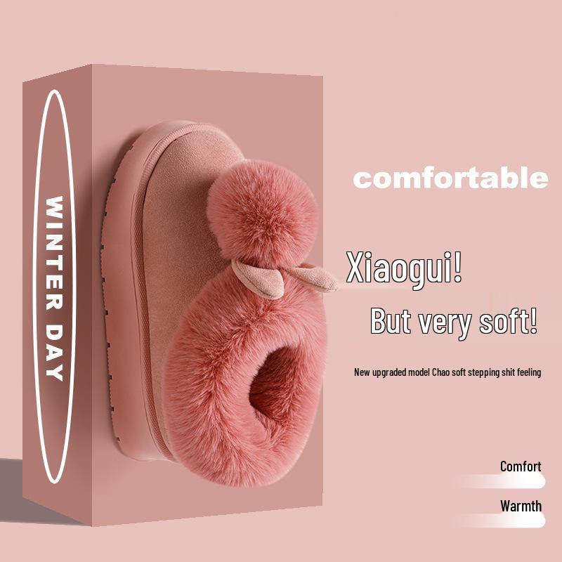 2024 Men's and Women's Cross-Border Winter Cotton Slippers with Heels, Thick Soles, Velvet Lining, Waterproof PU, Outdoor Wear.