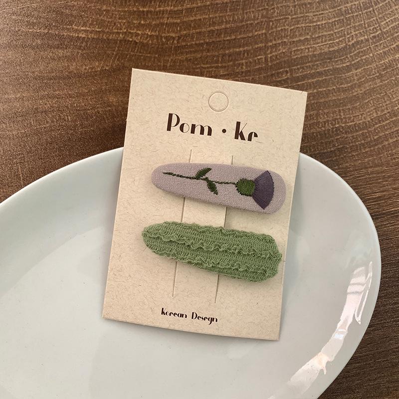 Children's Floral Embroidered Hair Clip for Girls