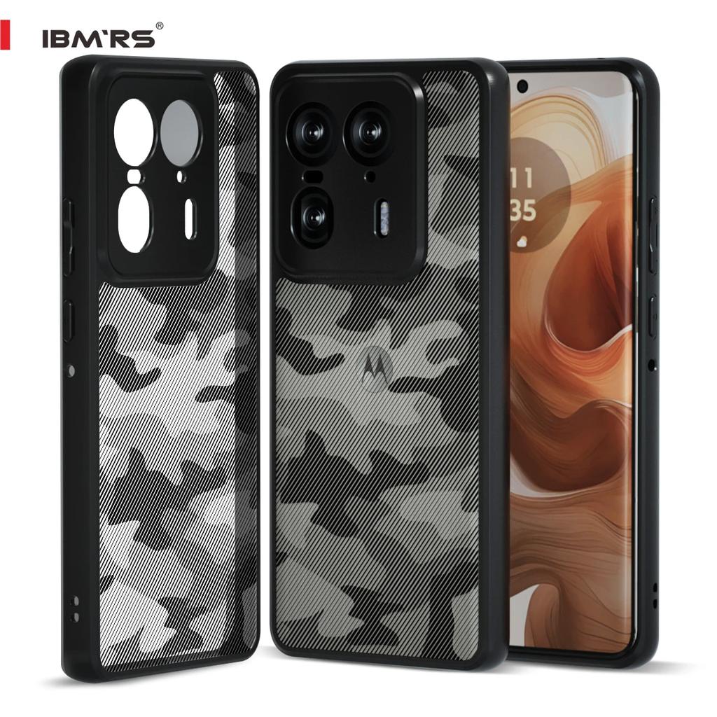 (Comes with wrist strap)for Motorola Moto X50 Ultra Case,(Anti-Yellowing)Soft TPU Hard PC Backboard Shockproof Translucent  Phone Case(Camo Black)