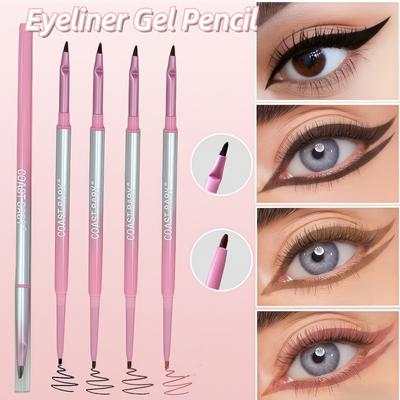 Dual End Quick Dry Eyeliner Gel Pen, Pencil Tip and Fine Angled Brush All In One Design Eyeliner Pen, Soft and Smooth Non Clumping,Natural Look