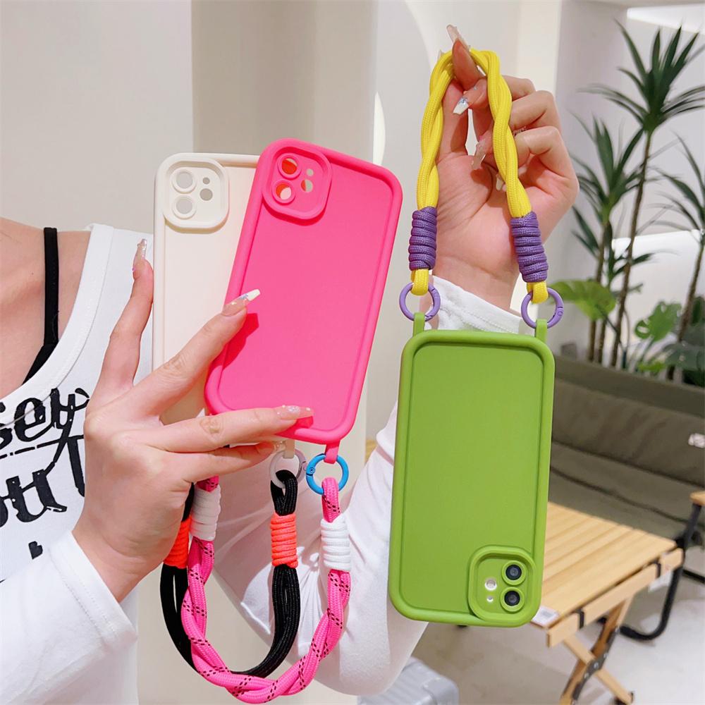 Wrist Strap Soft Phone Case for IPhone 16 15 14 Plus 13 12 11 Pro Max XS X XR Wristband Shockproof Protective Cover