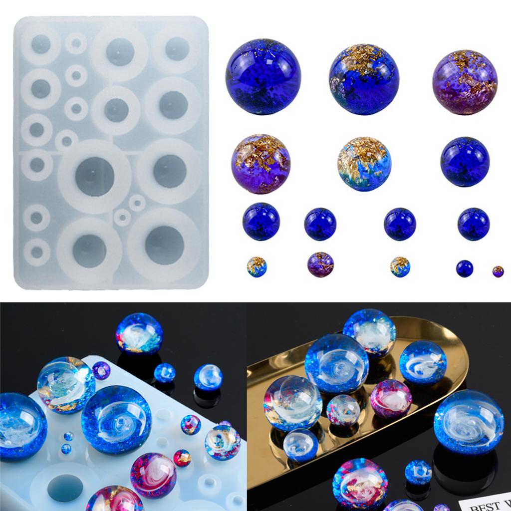20 Cavity Round Beads Silicone Mold 3D Mixed Size Planet Ball Casting Molds For DIY Resin Jewelry Making Supplies Accessories