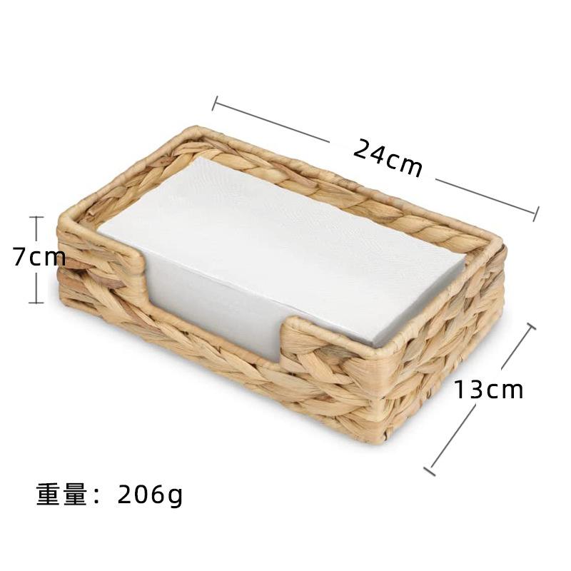 Ins Water Hyacinth Woven Tissue Box Rattan Woven Lid Sanitary Paper Box Household Living Room Pumping Paper Box Storage
