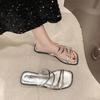 Fashion versatile high-end outer wear summer Korean version with skirt 2025 French new slippers flat bottom light sandals women
