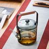 Pokaro Tea Glass Design with Wooden Transparent Teapot for Black Green Craft and Herbal Perfect for Hot Water and Gifts Heat-Resistant Teapot, 1100ml,