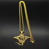 Hollow Manta Ray Sea Devil Fish Necklace For Women Men Stainless Steel Gold Color Coconut Tree Tropical Marine Scenery Jewelry