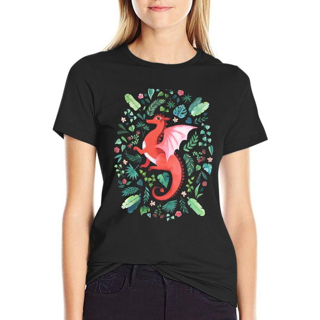Tropical Dragon T-Shirt Vintage Clothes Anime Clothes Kawaii Clothes Oversized Graphic T-Shirts For Women