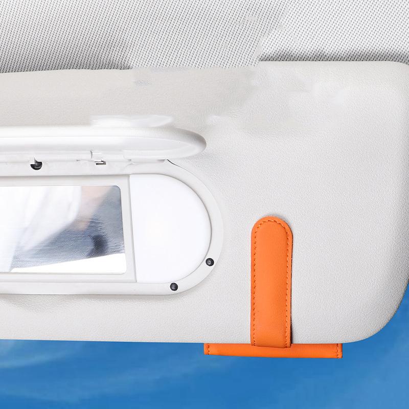 Car Sun Visor Organizer For Car Universal Eyeglasses Holder Card Storage Bag Pockets Clip Leather Interior Auto Accessories