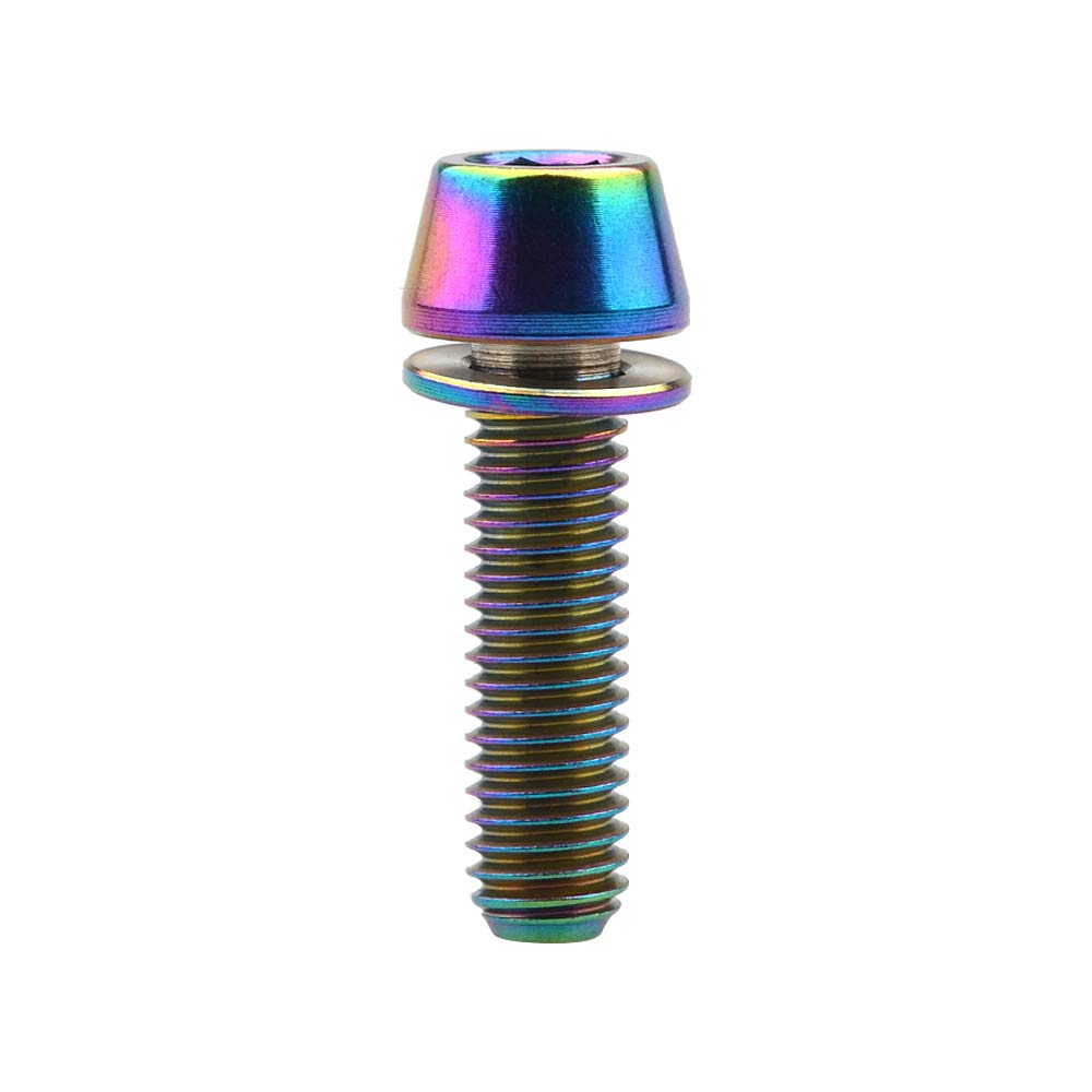 Titanium M5x20mm with Washer Allen Hex Tapered Bolts Screw for Bicycle Stem Pack of 6 (Colorful)