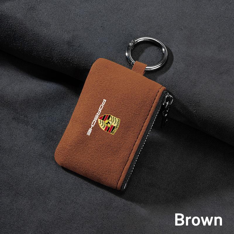 Neue Wildleder Auto Schlüssel Tasche Schlüsselanhänger Geschenk Anhänger Schlüsselanhänger Für Porsche Cayenne Panamera Macan 911 718 Taycan Boxster Cayman 918 Pajun