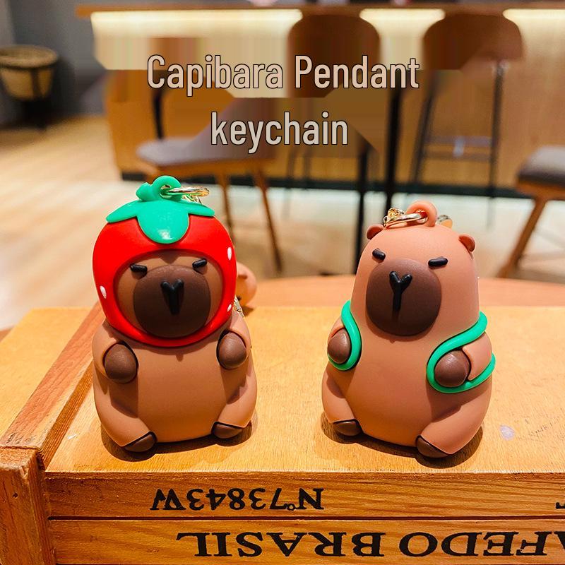 Creative Capybara Pendant Doll Keychain - Cute Cartoon Couple Ornament, Small Gift