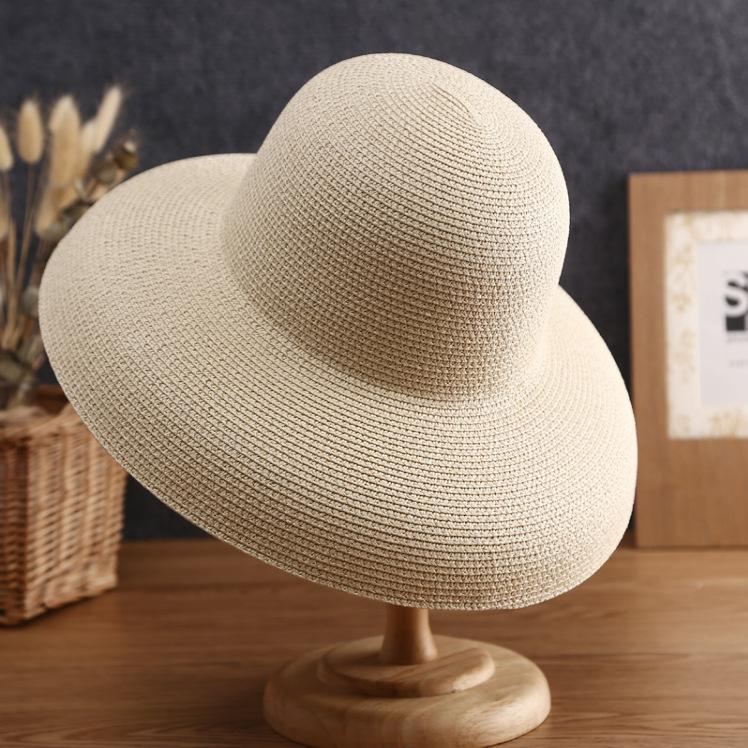 2023 New Natural Grass Women Summer Eaves French Hepburn Wind Foldable Fashion Sun Hat Beach Sunscreen Sunshade Basin Bucket Hat