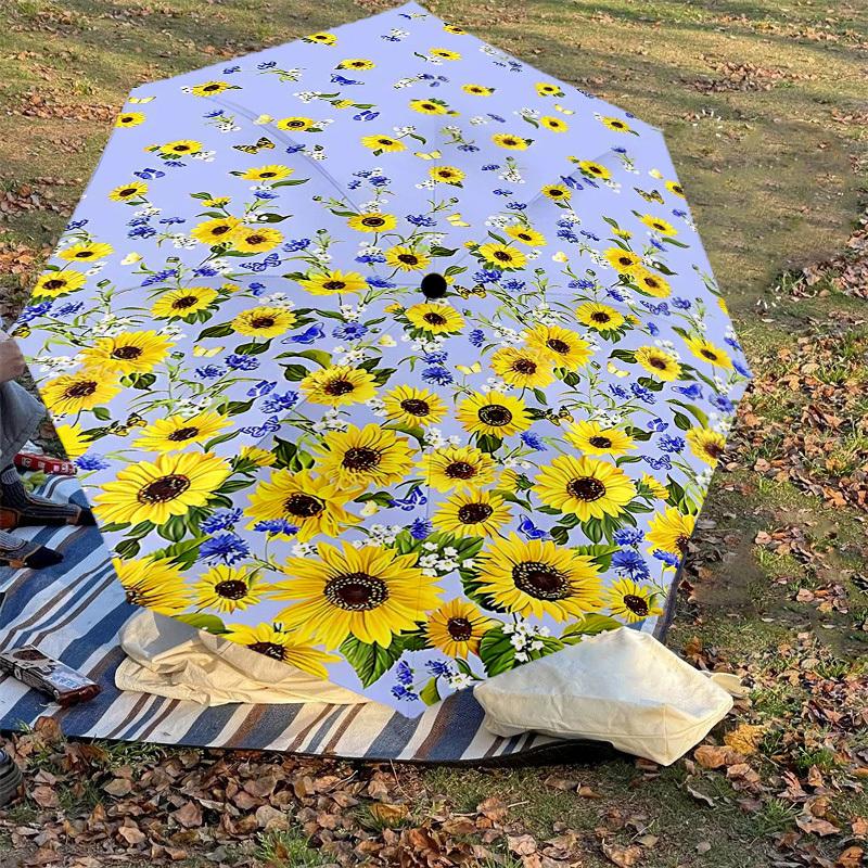 1PC Sunflowers Flowers Umbrella-8-Rib Reinforced Portable Folding Travel Suitable for All Seasons Outdoor Daily Use -J0352