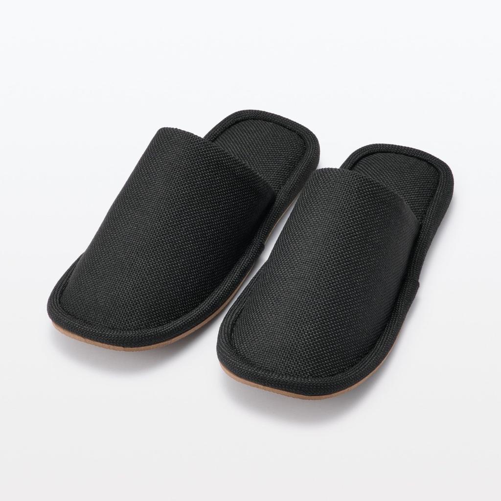 MUJI Washable Left and Right Size 84770234 Slippers, Slippers, Black, L,