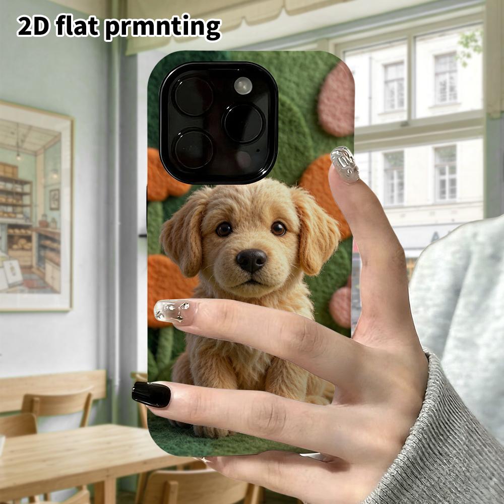 Carcasa de telefono: Plano 2D, adecuado para funda protectora de iPhone 18 17 16 15 14 13 12Pro, cachorro de Golden Retriever, regalo perfecto para las fiestas de Navidad y Halloween