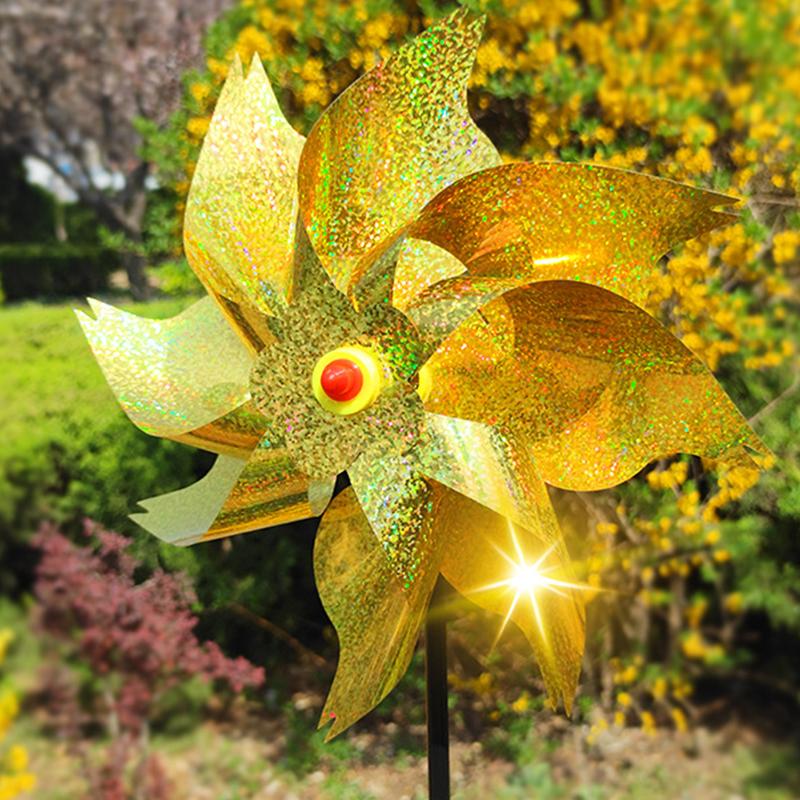 Reflective Bird Repeller Pinwheel Scarecrow Spinner with Laser Deterrent Sparkly Windmill for Garden/Yard Protection Outdoor New