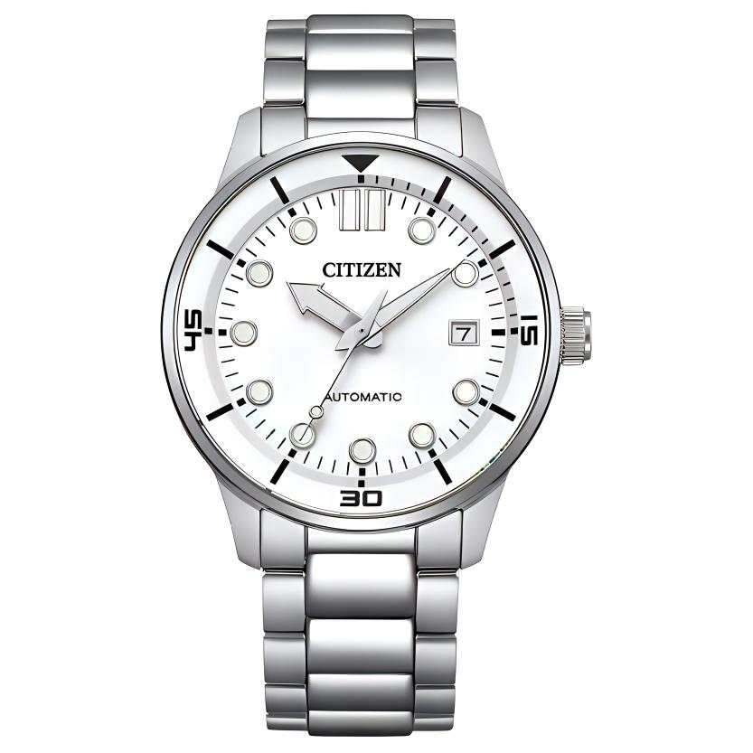 CITIZEN Mechanical Wrist Watch Collection Mechanical Movement Stainless Steel Strap Watch 40mm NJ0191-83A White Dial