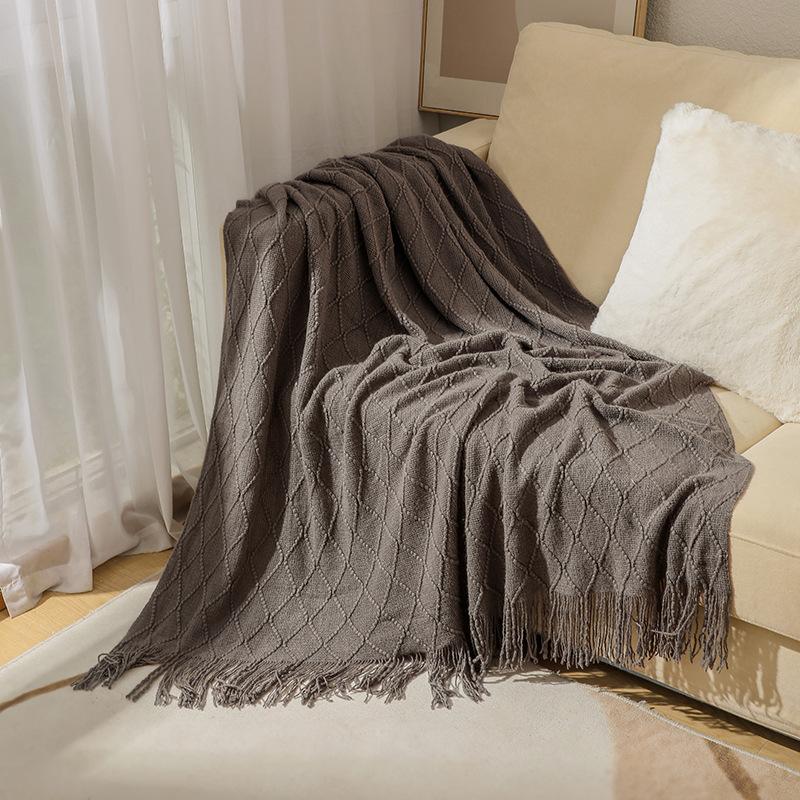 Tassel Summer Thin Throw Blanket Knitted Sofa Cover Blanket Office Air Conditioning Window Blanket Cozy Small Napping Throw Blanket For Home