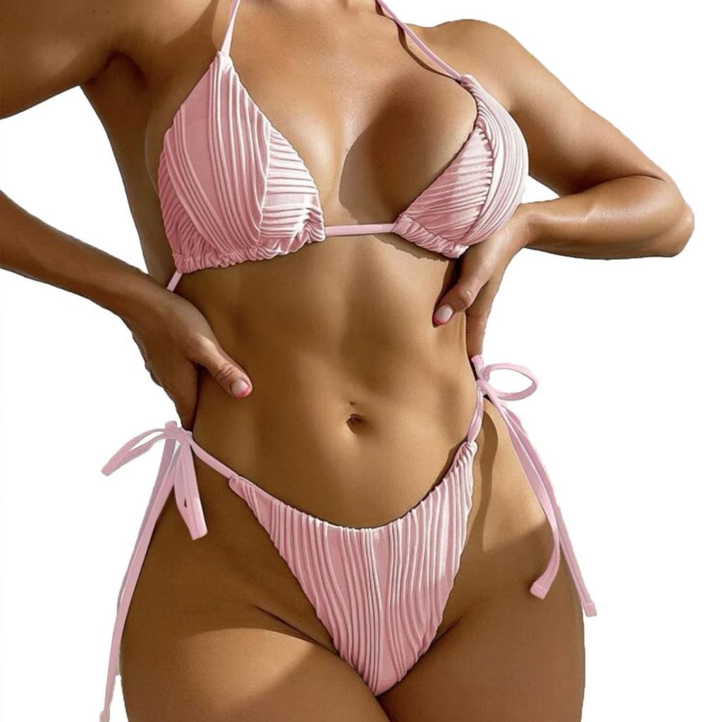 Farbe hinzugefügt, neue Kordelzug-Träger geteilter Bikini-Badeanzug Bikini