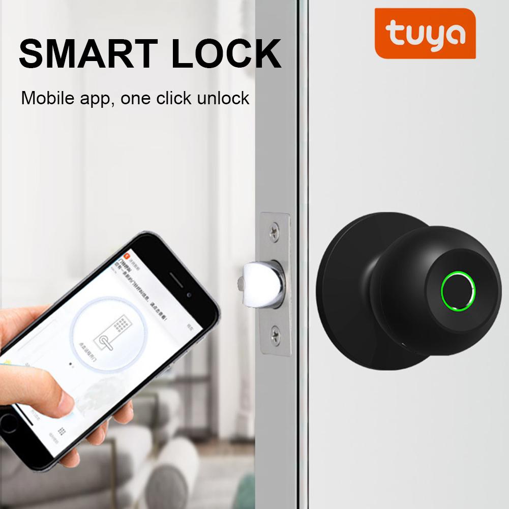 Tuya Bluetooth-compatible Smart Door Lock Waterproof Fingerprint Electronic Lock Knob APP/Key/Fingerprint 3 Ways to Unlock