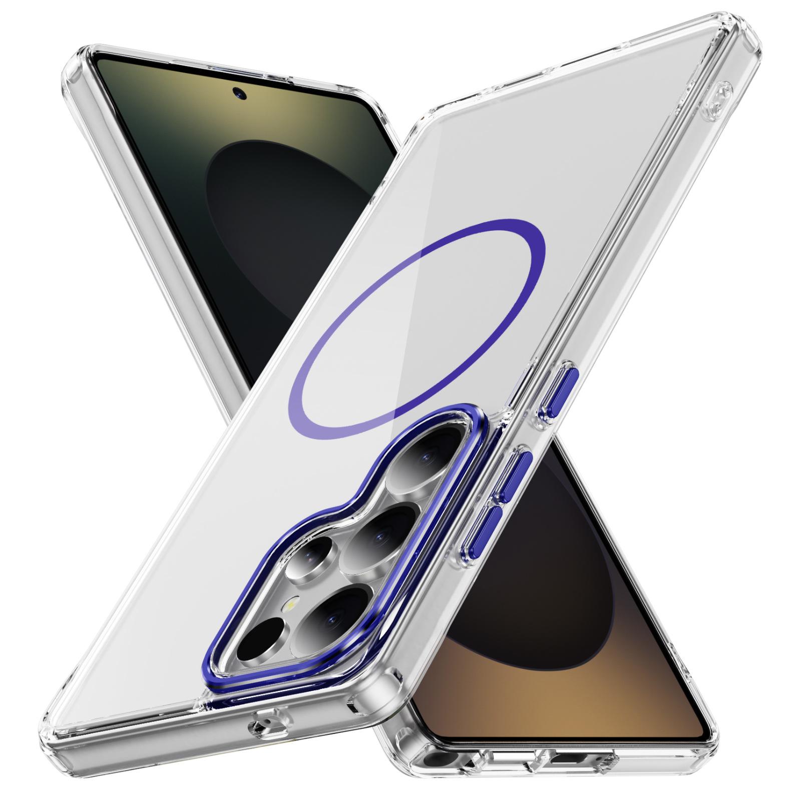 

Transparent Phone Case with Oil Dripping Magnetic Ring Lens Protection, Yellow Resistant and Anti Drop for Samsung Phone Case S23